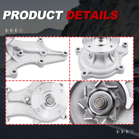 Heavy Duty Engine Water Pump Kit With Exact Seal Gasket Replaces Part Numbers 131 2001 And 1701640 For Toyota showing various angles of the pump.