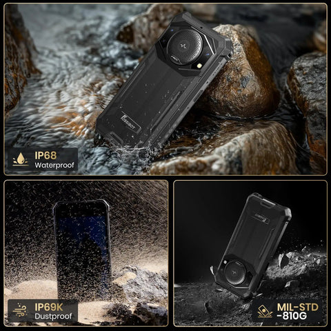 Built Tough As Nails Unlocked 4G Rugged Smartphone With 5.45 Inch Screen 10600 Mah Massive Battery And 123 Db Ultra Loud Waterproof Speaker showing waterproof features in water.