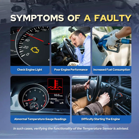Symptoms of a faulty Ambient Air Temperature Sensor For Hyundai Elantra Kia Forte, including check engine light and poor performance.