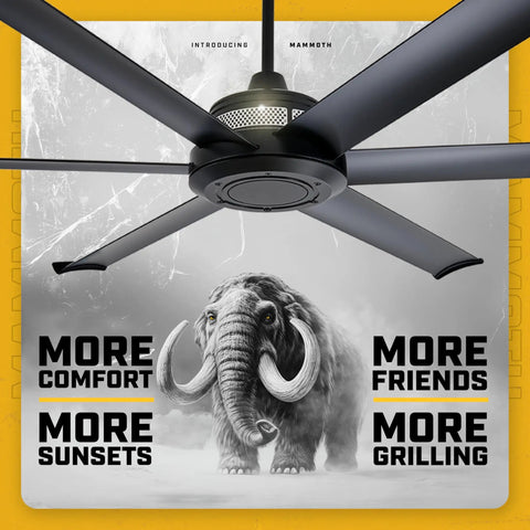 Total Game Changer 84 Inch Outdoor Ceiling Fan With Smart Wifi Voice Control And Remote, featured in promotional display.
