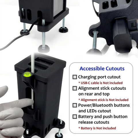 Adjustable Leveling Protective Case with Polycarbonate Shield, showing accessible cutouts for charging and controls.