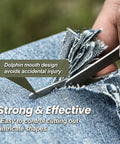 Cutting denim with 17 In 1 Stainless Steel Multitool With Self Locking Pliers And Pocket Knife Nylon Sheath EDC Survival Tool.