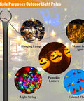 Outdoor String Light Poles 8.9ft Heavy Duty Poles With 5 Prong And Hooks supporting various lights on patio