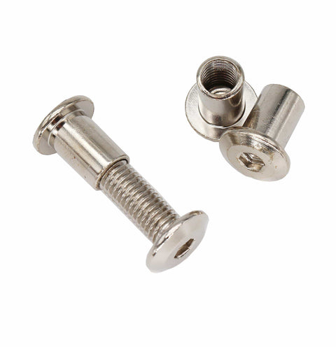 10 Piece M8 Countersunk Hex Socket Cap Bolt And Hex Head Nut Set, Nickel Plated Finish, bolts and nuts on white background
