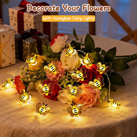 Bee String Lights For Bedroom Decor 10ft 30 LED Honeybee Fairy Lights Battery Operated Cute Bee Lights To Level Up Your Room Vibe Bedroom Dorm Classroom Wedding Party Gift Idea For Women Men Teens Kids