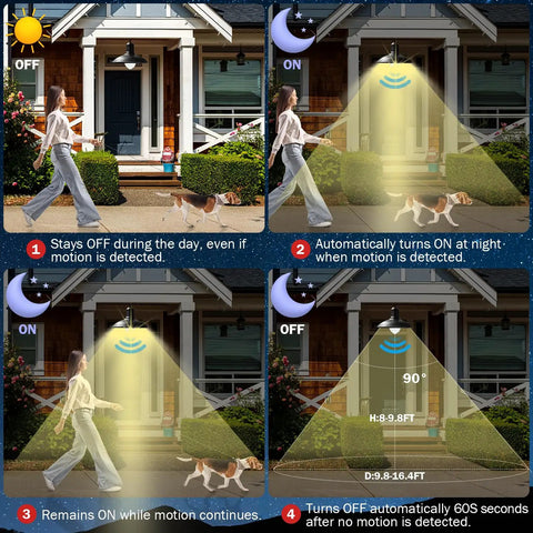 Motion Sensor LED A19 Bulbs With Dusk To Dawn, Soft White 3000K, 800 Lumens, 8.8W, 60W Equivalent, Indoor Outdoor No Brainer Lighting For Porch, Garage, Hallway, 2 Pack shown at porch light night mode
