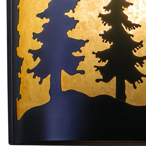 Rustic Tree Sconce Wall Light With Amber Flake Glass showing tree silhouette design close-up