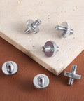 Six Pack 1/4 Inch Male To Male Threaded Adapter Screw Extender For Camera Cage And Light Stand Hella Durable Knurled Alloy Grip on a surface.