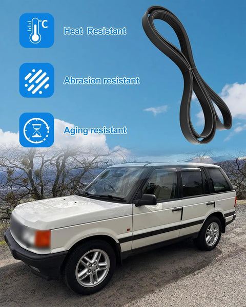 Top Tier 7PK2118 Engine Serpentine Drive Belt perfect for Toyota Tacoma Tundra 4Runner FJ Cruiser V6 4.0L and Range Rover V8, displayed with features.