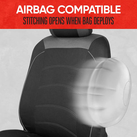 Black Cloth Car Seat Covers For Front Seats Premium Bucket Style Fits Cars Trucks SUVs With Removable Headrests Interior Protector Airbag Compatible