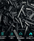 Close-up of Carbon Fiber Reinforced Nylon Filament PA6-CF 1.75mm 1kg in Frosted Black with temperature guidelines