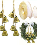 Farmhouse Bell Set For Cozy Rustic Vibes Antique Bronze Iron Cow Bells Door Hanging Decor Set of 2 with Jute Rope and Ribbon