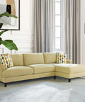 Room with yellow sectional sofa featuring Six Inch Black Wood Furniture Legs Set Of Six For Sofa Ottoman Sectional Dresser Nightstand And Recliner Upgrade With No Fuss Install And Five Sixteenth Inch Mounting Hardware