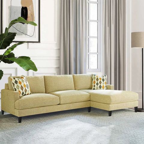 Room with yellow sectional sofa featuring Six Inch Black Wood Furniture Legs Set Of Six For Sofa Ottoman Sectional Dresser Nightstand And Recliner Upgrade With No Fuss Install And Five Sixteenth Inch Mounting Hardware