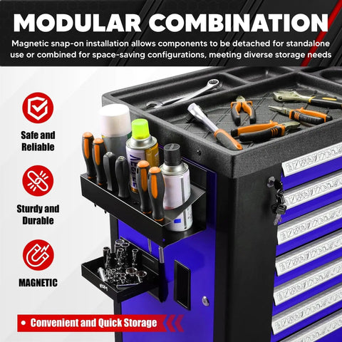 Magnetic Toolbox Tray Organizer Set 4 Piece With Shelves And Holders For Cabinet Side Shelf Storage Van Workshop Installed