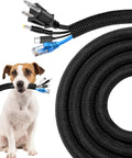 Pet Proof Cord Protector With Split Design For No Chew Cords, 10 Feet Long And Half Inch Wide, Black, Ultra Durable Bite Resistant PET Material, Easy To Install And Cut To Length For Any Indoor Setup with dog and cords