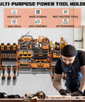 Tough As Nails Power Tool Organizer Wall Mount With Charging Station, 3 Layer Racks, 8 Cordless Drill Holders, 4 Hooks in workshop