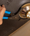 Person using Heavy Duty Oil Filter And PVC Pliers Set With 9 Inch And 12 Inch Pliers Made In USA Forged High Carbon Steel for conduit work.