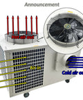 Heavy Duty Industrial Spot Cooler Packs 61K Btu Of Killer Cooling Power And 2900 Cubic Meter Per Hour Airflow with fan and air ducts.