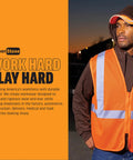 Man wearing orange safety vest over Heavyweight Zip Hoodie With Thermal Lining For Men And Women, Unisex Full Zip Hooded Sweatshirt
