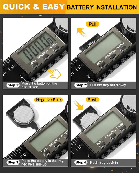 Heavy Duty Digital Protractor And Angle Finder With Bright LCD Screen battery installation steps for woodworking tool