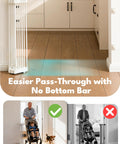 Heavy Duty Metal Retractable Pet Gate For Doorways And Stairs With Auto Close Design Straight Up Secure Dog Barrier Expands To 38 Inches Wide No Bottom Bar Classic White, shown in home entryway with clear pass-through.