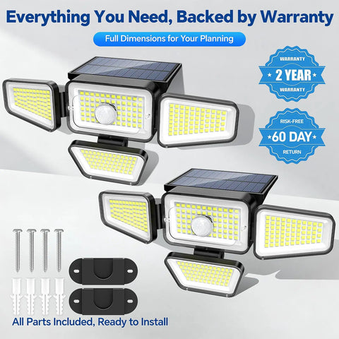Badass Solar Outdoor Security Flood Light With Heavy Duty Waterproof Build And Three Mode Settings Covers Backyard Or Garage Like A Champ Two Pack Bundle