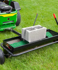 Tow Behind 2-In-1 Lawn Aerator And Spreader With Weight Tray For Extra Penetration Drops Seed Fertilizer Or Lime While Aerating 40-Inch Wide Flat Black attached to lawn tractor with weight block