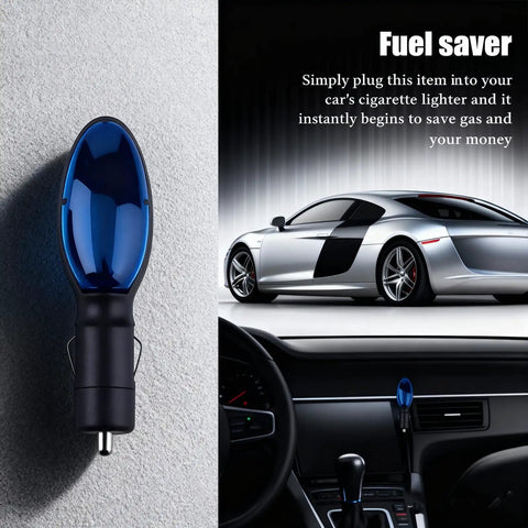 Plug And Play Fuel Saver 10 To 30 Percent Gas Economy Booster For Cars And Trucks Portable Energy Saver shown with car interior.