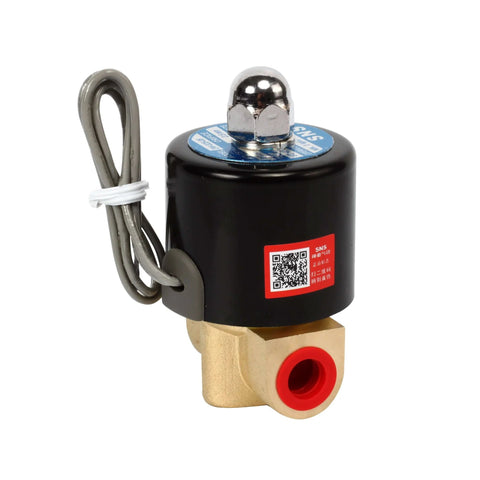 Brass 2 Way Normally Closed Electric Solenoid Valve, Quarter Inch NPT Port, DC 12 Volt, for fluid control in irrigation and piping systems