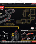 Box of High Speed Slot Car Race Track Set With Over Fourteen Feet Of Track Crossover Section Long Straights And Lap Counter