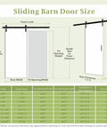 Diagram showing dimensions for Sliding Barn Door With Shelf Style 36 Inch By 84 Inch Includes 6.6 Foot Hardware Kit Primed MDF Ready To Assemble Quiet Smooth Sliding Ideal For Kitchen Pantry Bedroom Closets Black.