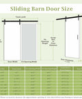 Diagram showing dimensions of 36X84 Inch Sliding Barn Door With Six Point Six Foot Hardware Kit Included Pre Drilled And Easy To Assemble Unfinished Solid Core Natural Pine Interior Door For DIY Projects Rustic Farmhouse Style For Your Home Reno.