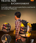 Man with backpack containing Easy Burn Fire Starter Squares For Wood Stoves No Mess Campfires Grills And Fireplaces Natural