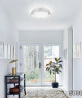 Flush Mount LED Crystal Ceiling Light, 13 Inch Modern Fixture With Edge Crystal Glass, ideal for bright hallway lighting.