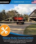 Heavy Duty Eight By Eight Inch Steel Mending Plates For Solid Wood Repair positioned with a sturdy frame for yard construction.