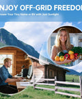 No Hassle Complete Off Grid Solar Power Kit Featuring Smart App Control Six 200W Premium Panels 3600W Inverter And 120A MPPT Controller Plug And Play For RV And Remote Cabin Living showing serene off-grid lifestyle.
