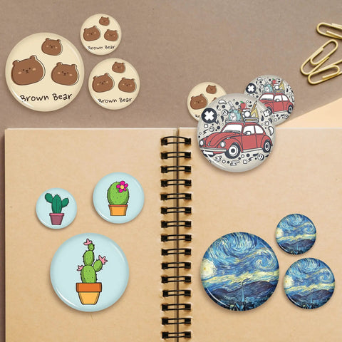 Fresh 200 Set Of 58Mm Button Maker Supplies With Top Shelf Steel Dies And Blank Badge Papers For Anyone Who Wants Sick Custom Pins And Hype Crafts featuring various custom pins.