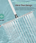 Sixteen Inch Rain Shower Head With High Pressure Rainfall Large Waterfall Design Ultra Thin Profile Water Saving Polished Chrome