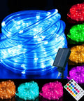 33 Ft Solar Rope Lights Outdoor Waterproof With Remote And Timer, 18 Color Changing LED Rope Lights For Garden Patio