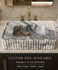 Calacatta Viola Marble Fluted Sink, Natural Stone Wall Mounted Washbasin, custom rectangular bathroom sink with measurements.