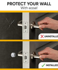 12 Pack Clear Silicone Door Bumpers And Self Adhesive Wall Guards For Cabinets And Drawers Delivering Bulletproof Cushioning With Zero Scratch Vibe And Smooth Close Guarantee For Any House Setup, shown with uninstalled and installed views.