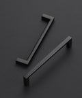 30 Pack Matte Black Cabinet Pulls With Five Inch Center To Center Holes Slim Square Kitchen Handles for cabinets on dark background