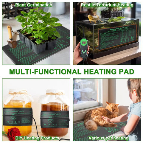 Seedling Heat Mat With Built In Thermostat For Seed Germination And Indoor Gardening 10 By 20.75 Inch Waterproof Plant Heating Pad For Hydroponics And Greenhouse MET Certified Temperature Control For Stable Warmth
