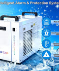Heavy Duty Industrial Water Chiller With Six Liter Cooling Tank And Zero Point Nine Horsepower Pump To Keep CO2 Laser Engravers Locked In And Cutting Clean On The Shop Floor, featuring intelligent alarm system.
