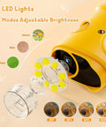 1000X Handheld Digital Microscope For Kids with 2 Inch IPS Screen showing LED lights and adjustable brightness settings