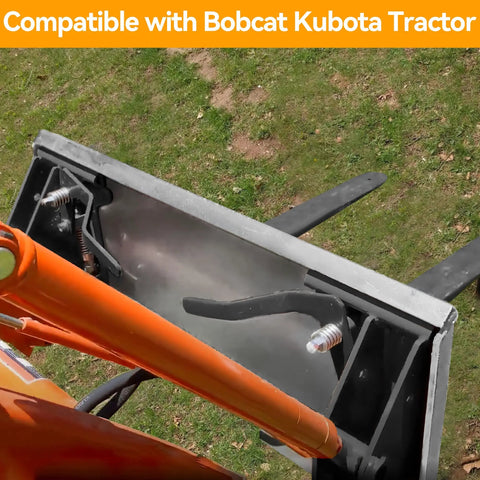 Five Sixteenth Inch Skid Steer Mount Plate Quick Attach Loader for Kubota Bobcat tractors showing plate with attachment hooks