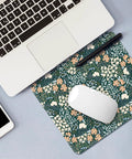 Cute Floral Mouse Pad With Stitched Edges, Non Slip Rubber Base, 9.25 By 7.75 Inch Desk Pad For Home Office, Washable, Vintage Garden Vibe.