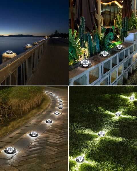 Solar Outdoor Walkway Lights 12 Pack Bright Ground Lights Uplight And Sidelight Waterproof illuminating pathways and gardens