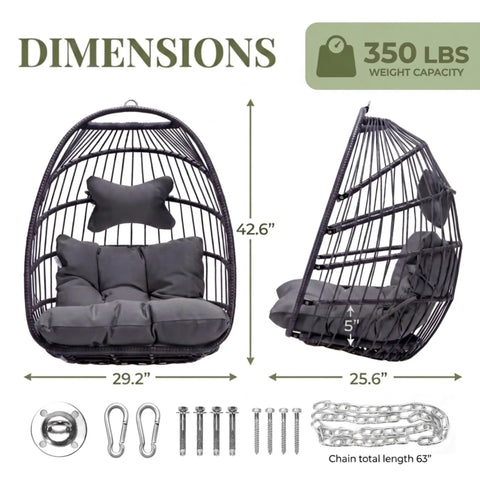 Outdoor Egg Chair Without Stand With Cushion Cozy For Patio Balcony Garden Hang From Ceiling Or Tree Mount Foldable Durable